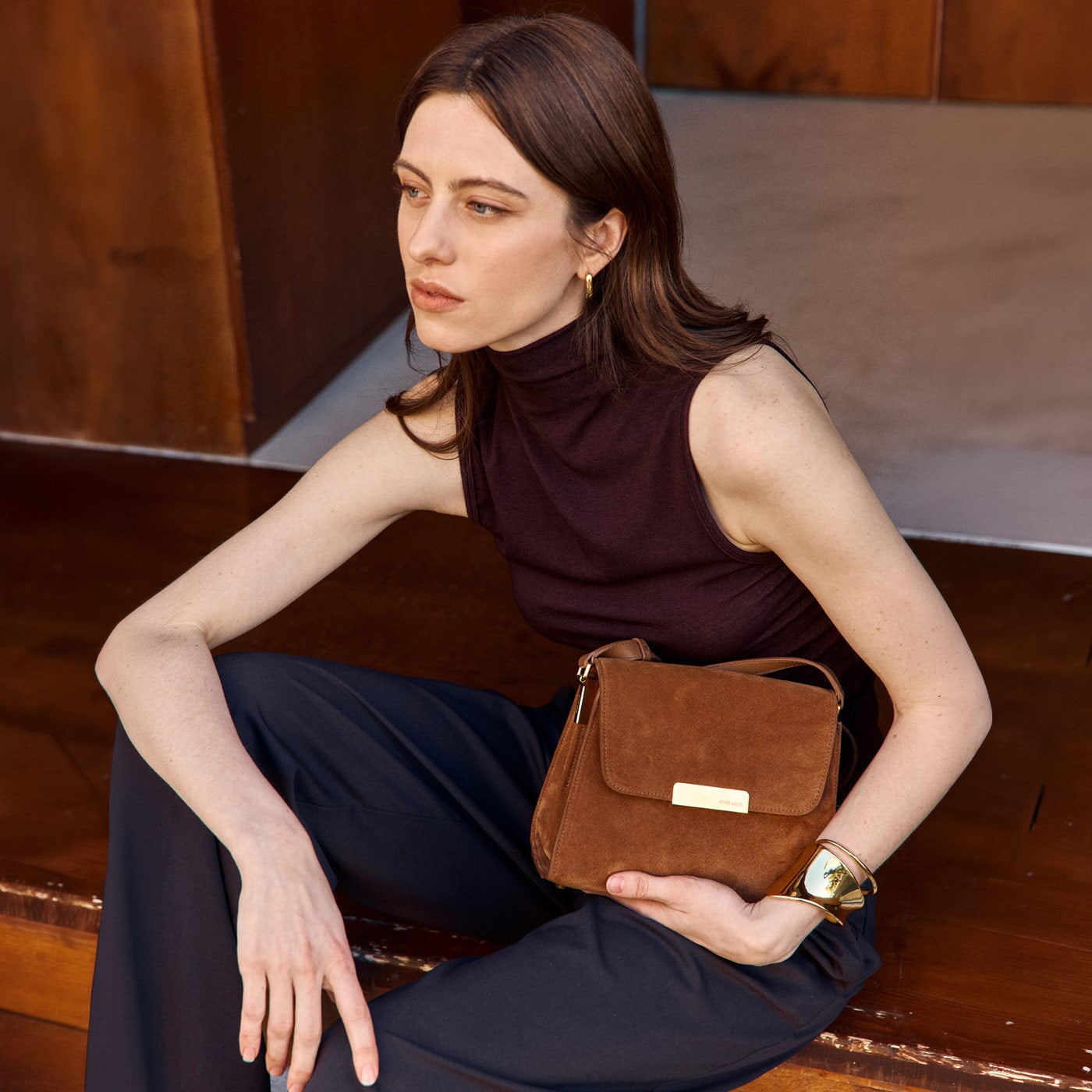 Mini Amelot - Cuir Velours Camel Ateliers Auguste
